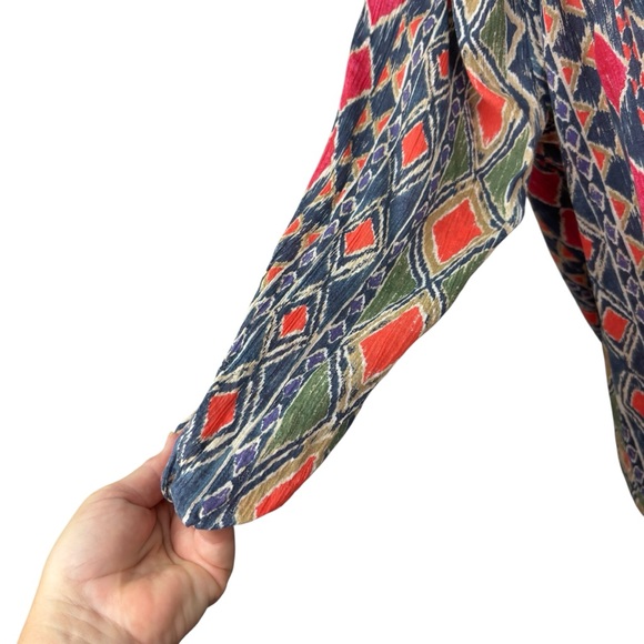 Chaps women’s top size 1X geometric boho pleated summer resort wear vacation - Picture 3 of 14